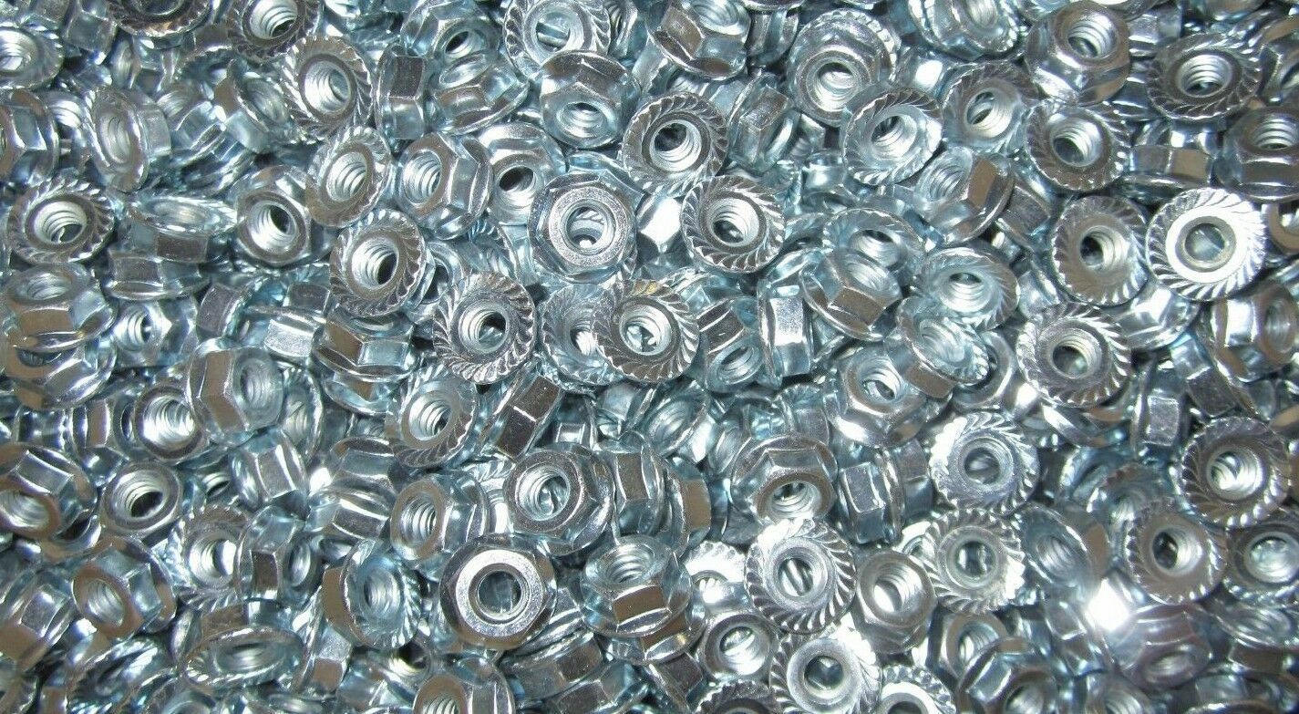 200 1/2″-13 Serrated Hex Flange Nuts Flange Lock Nuts or Spin/Wiz Nuts Zinc