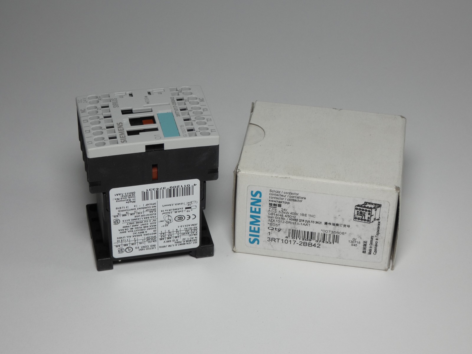 Siemens 3RT1017-2BB42 Contactor AC-3 5.5kW 400V 24VDC – NEW Surplus!