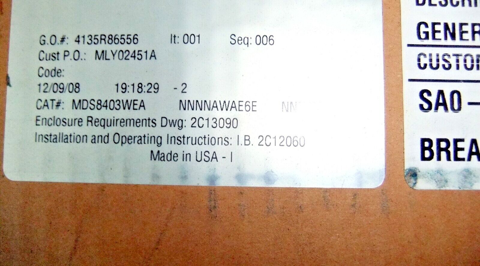Cutler-Hammer MDS8403WEA 4000 A Magnum DS Low Volt AC Power Circuit Breaker