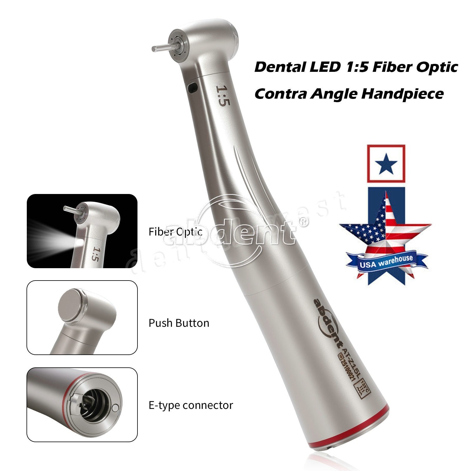 Dental 1:5 LED Fiber Optic Increasing Contra Angle NSK Style CE FDA
