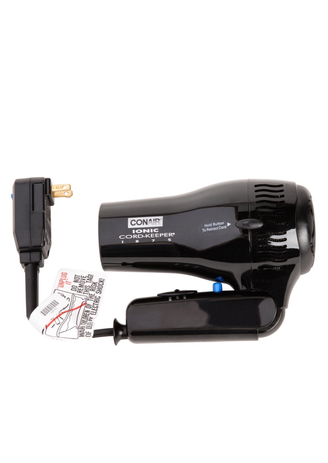 Lot of 2 CONAIR Folding Hairdryer, Handheld, Black, 1875 Watts, Ion 169BIW USA
