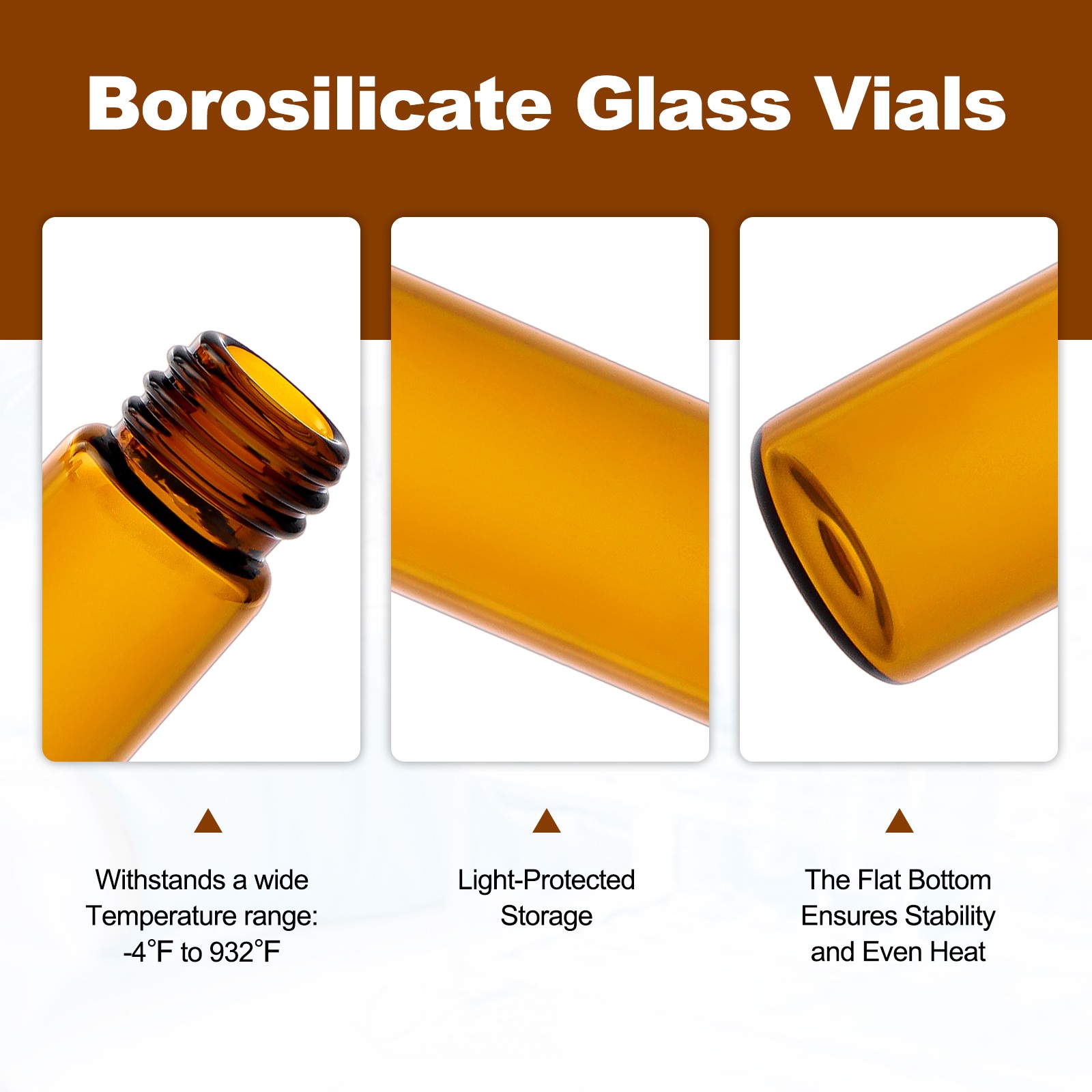 100/200/500pcs 4ml Glass Vials with Screw Caps Amber Liquid Small Sample Vials