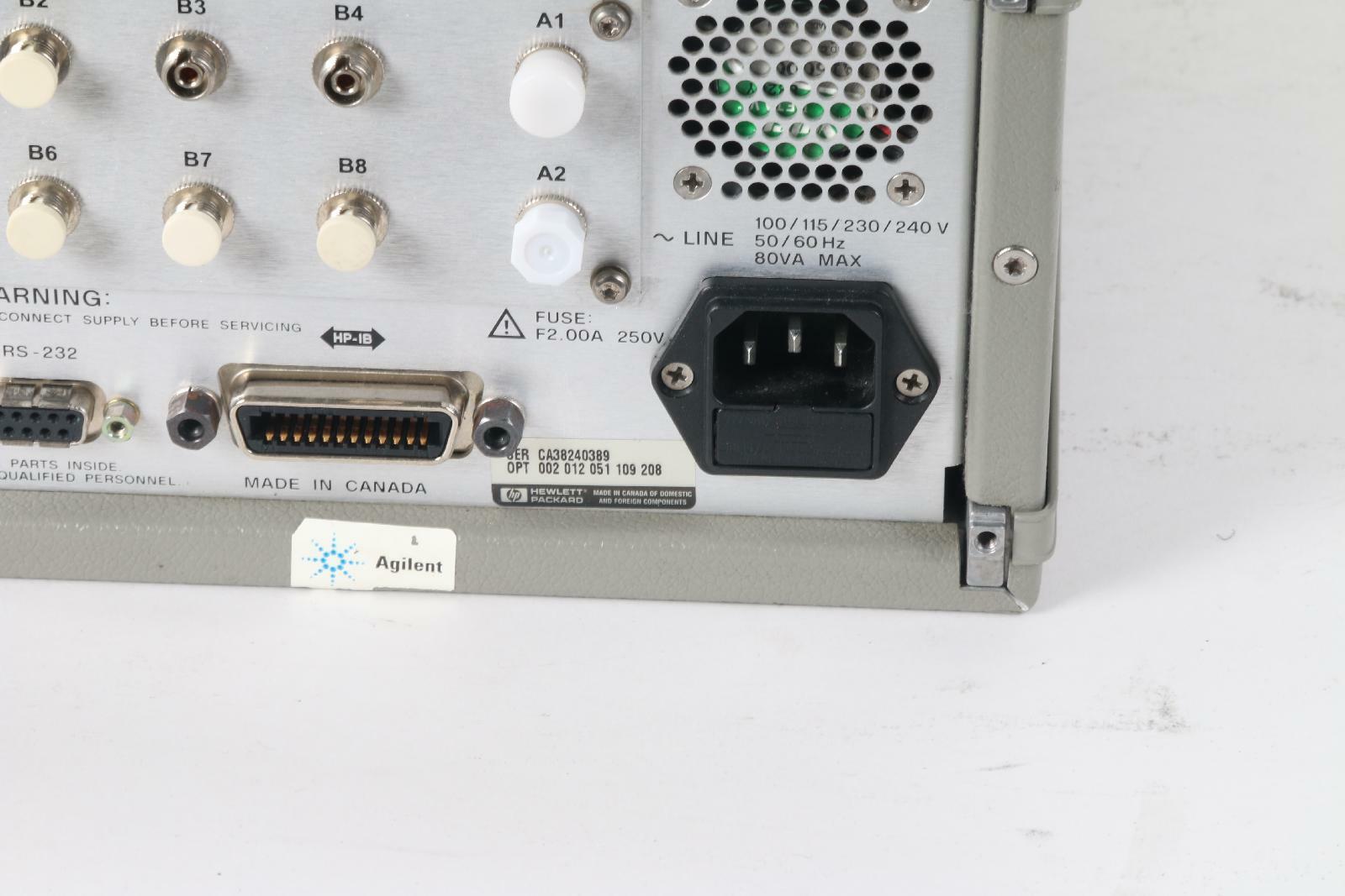 AS IS Agilent HP 86060C Compact Lightwave Switch – OPT 002, 012, 051, 109, 208