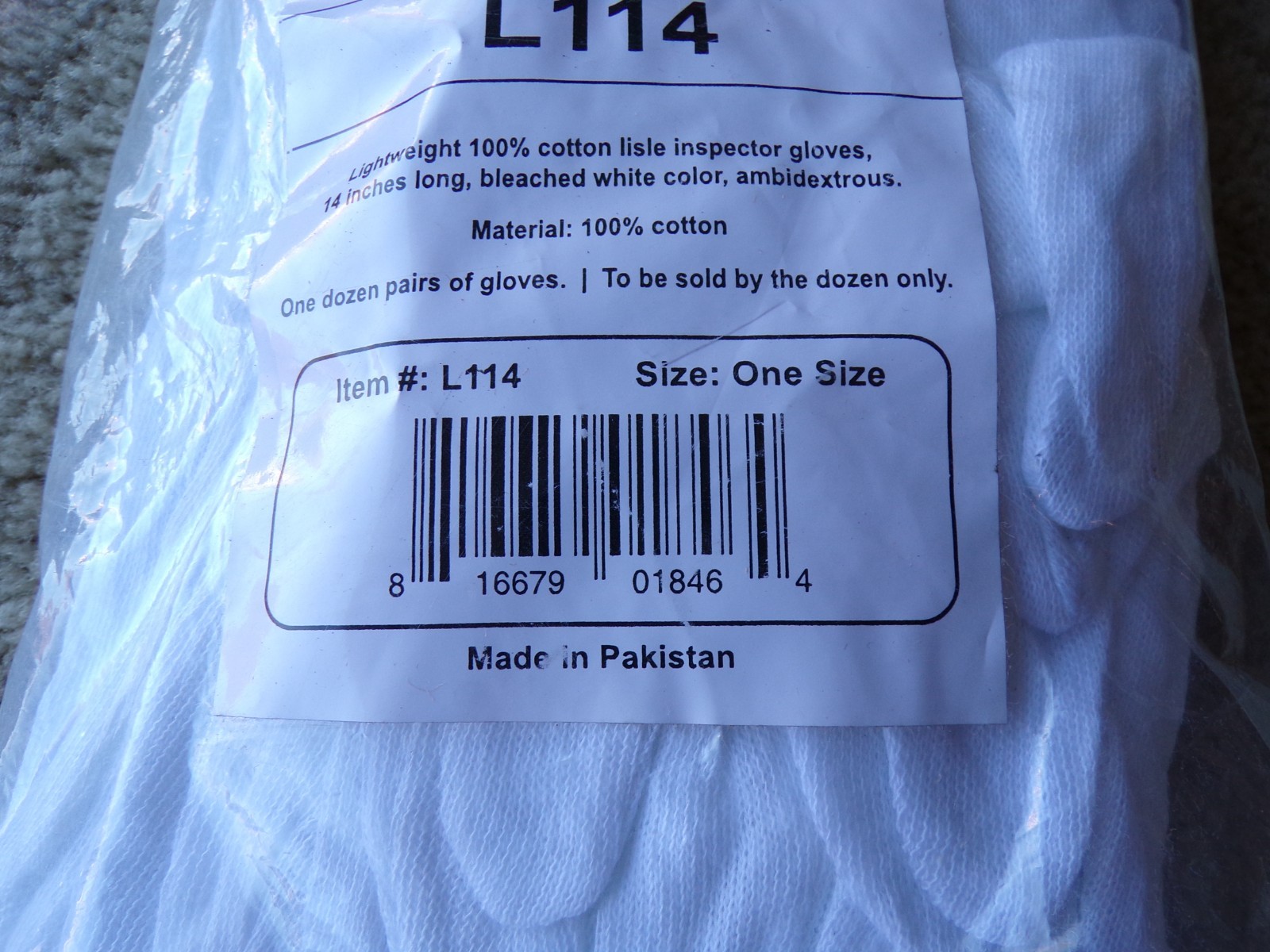 Global Glove L114 White Cotton Safety Gloves – 1 Dozen (12 Pairs) @d8