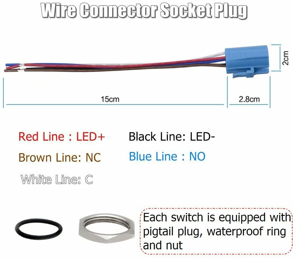 19mm 12V LED Power Symbol ON-OFF Car Push Button Switch Latch Metal Toggle SPDT