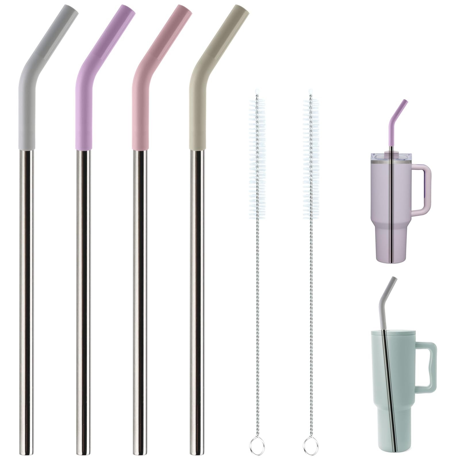 Replacement Straws for 40oz Tumblers,Metal Reusable 12 Inches, Sliver