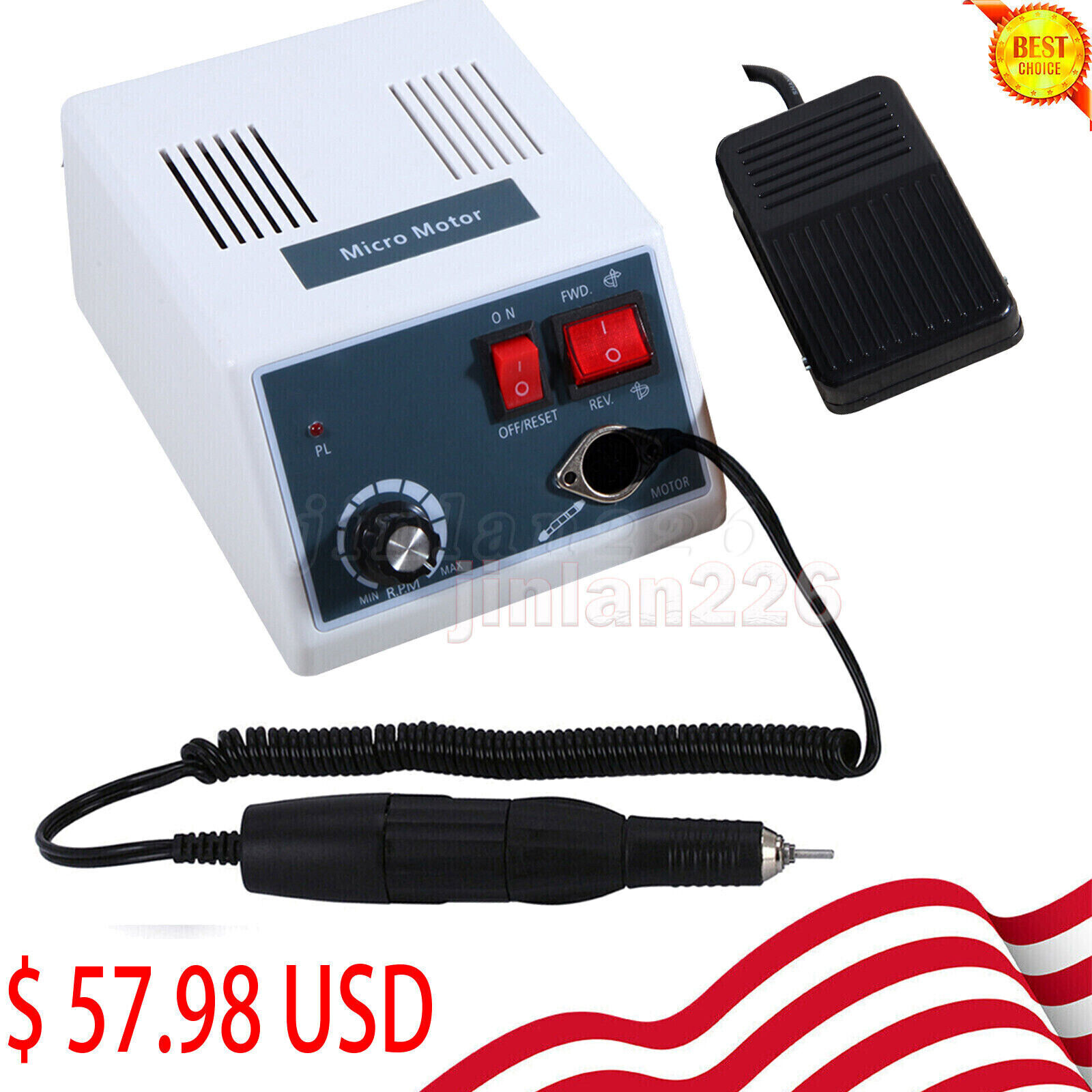 Dental Lab Electric Micromotor Polisher Unit with Micro Motor Handpiece 35K RPM