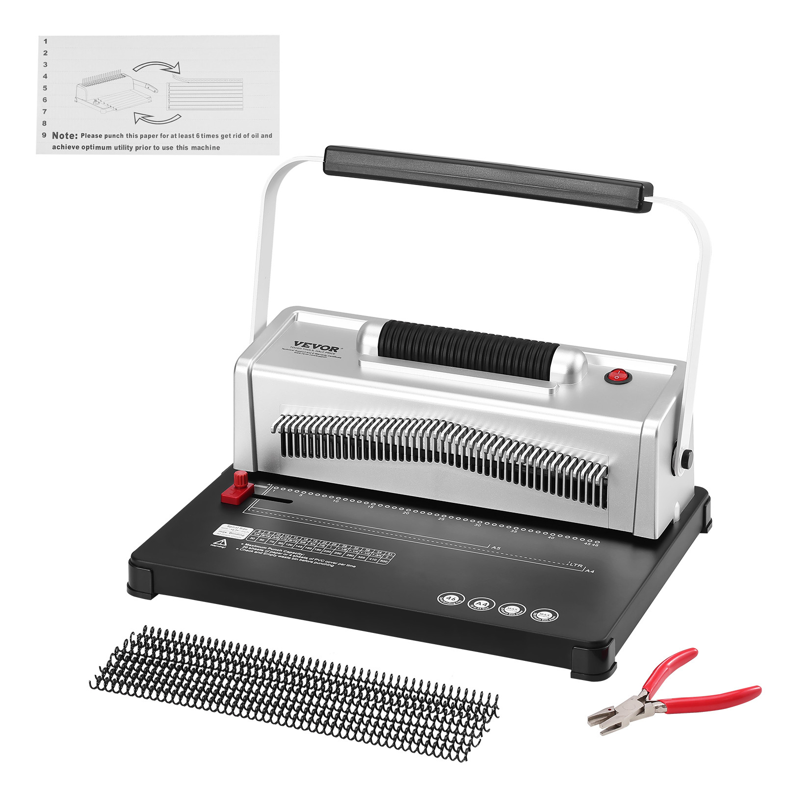 VEVOR Coil Spiral Binding Machine Book Maker Electric Binding 100 Binding Spines