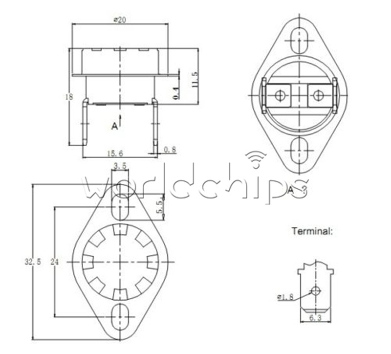 10pcs KSD301 80°C / 176°F NC N.C Temperature Switch Thermostat 250V 10A