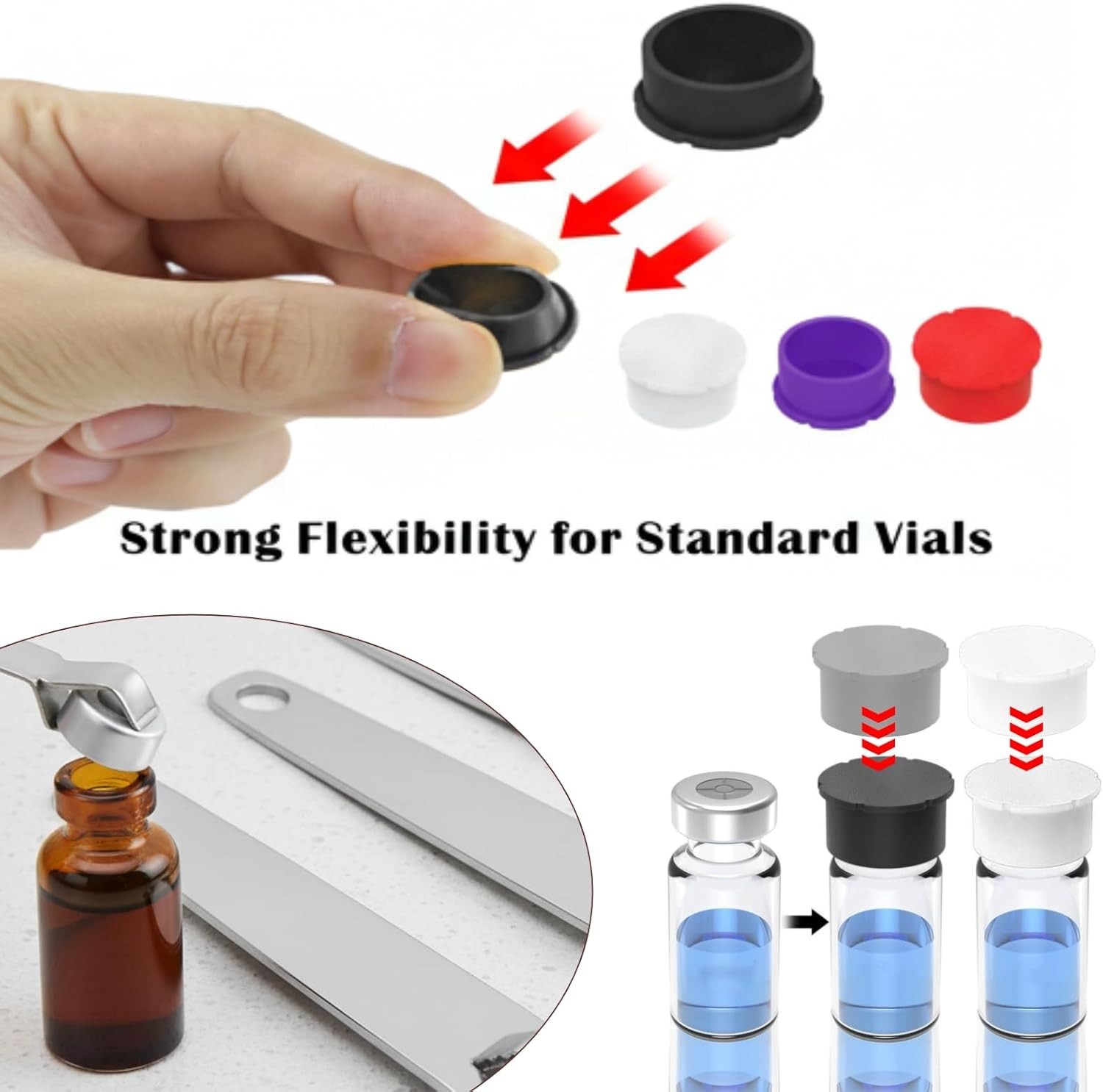 19 Pcs Glass Protective Vial Caps for 3ml Vials, Reusable Leakproof Dust Resi…