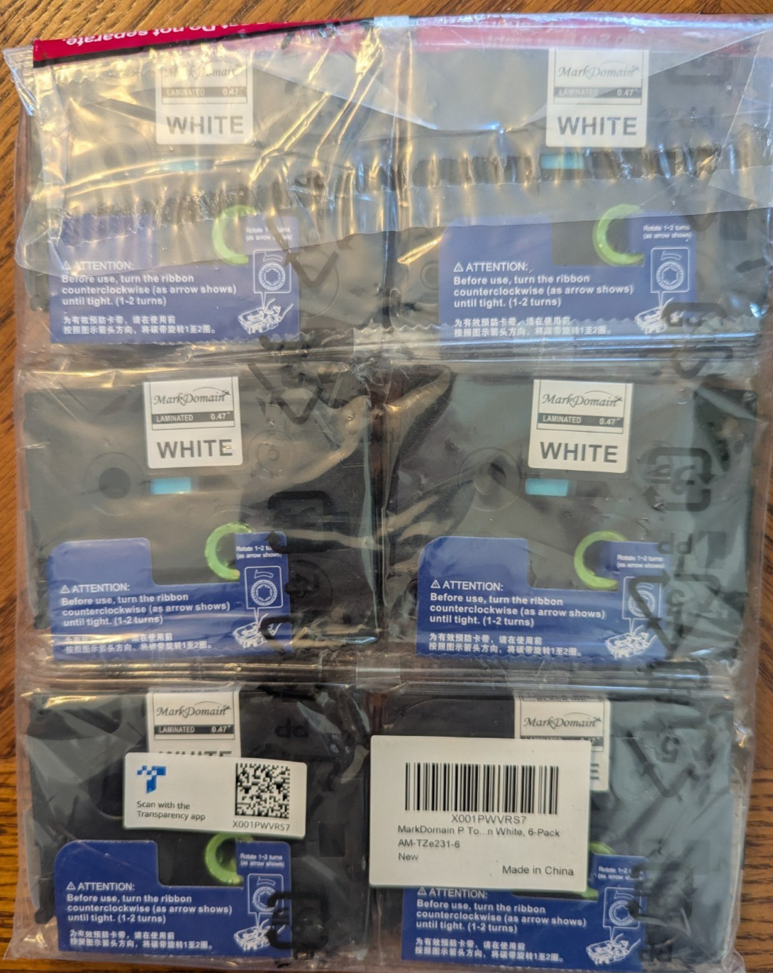 6 PK For Brother P-Touch TZe-231 TZ-231 12mm .47″ White Laminated Label Tape