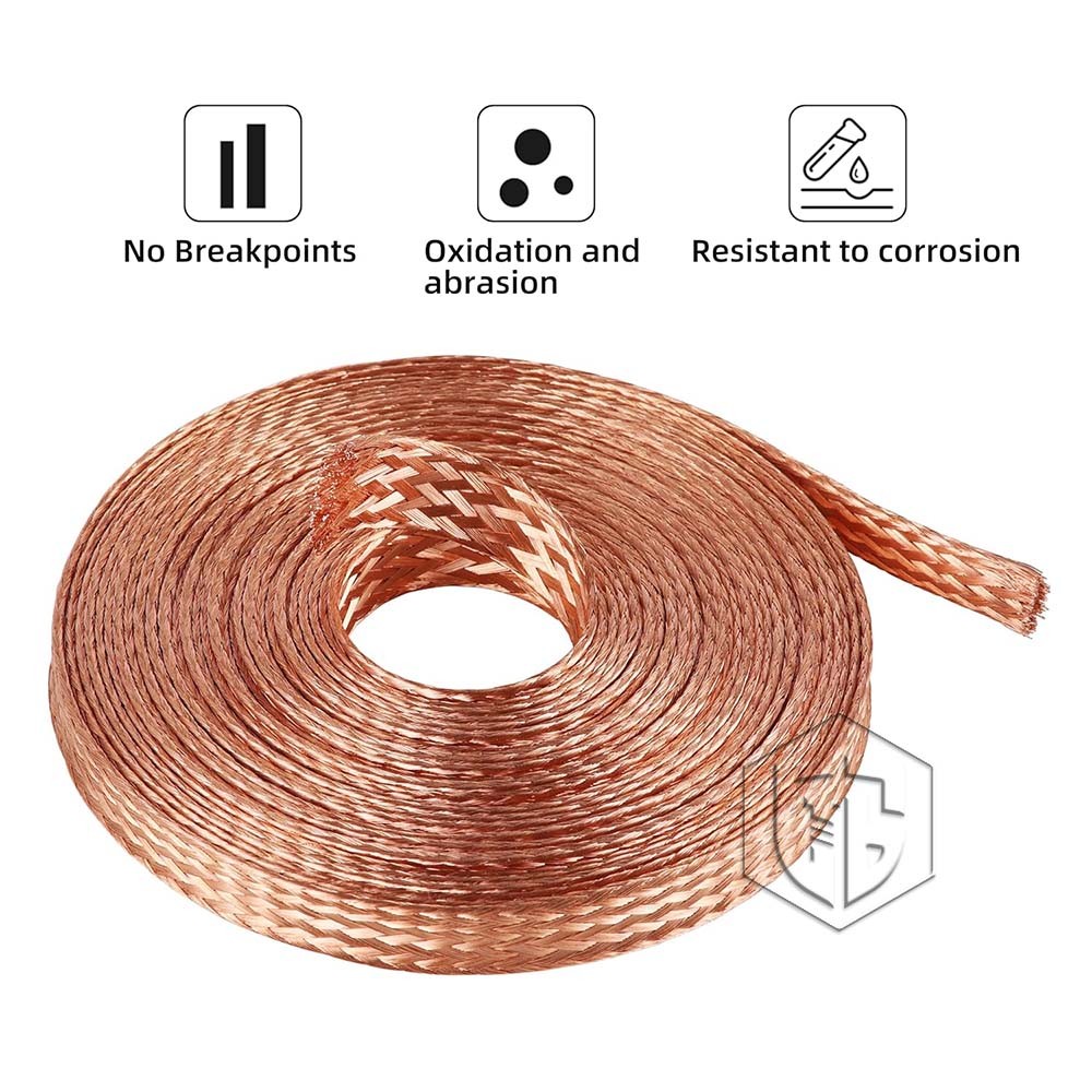 Pure Copper Braid Cable Flat Width 2mm-28mm Bare Copper Braid Wire Ground Lead
