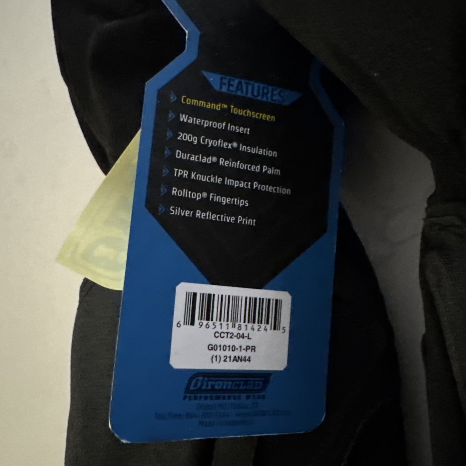 Ironclad Performance Wear Cold Protection Impact-Resistant Gloves CCT2-04-L