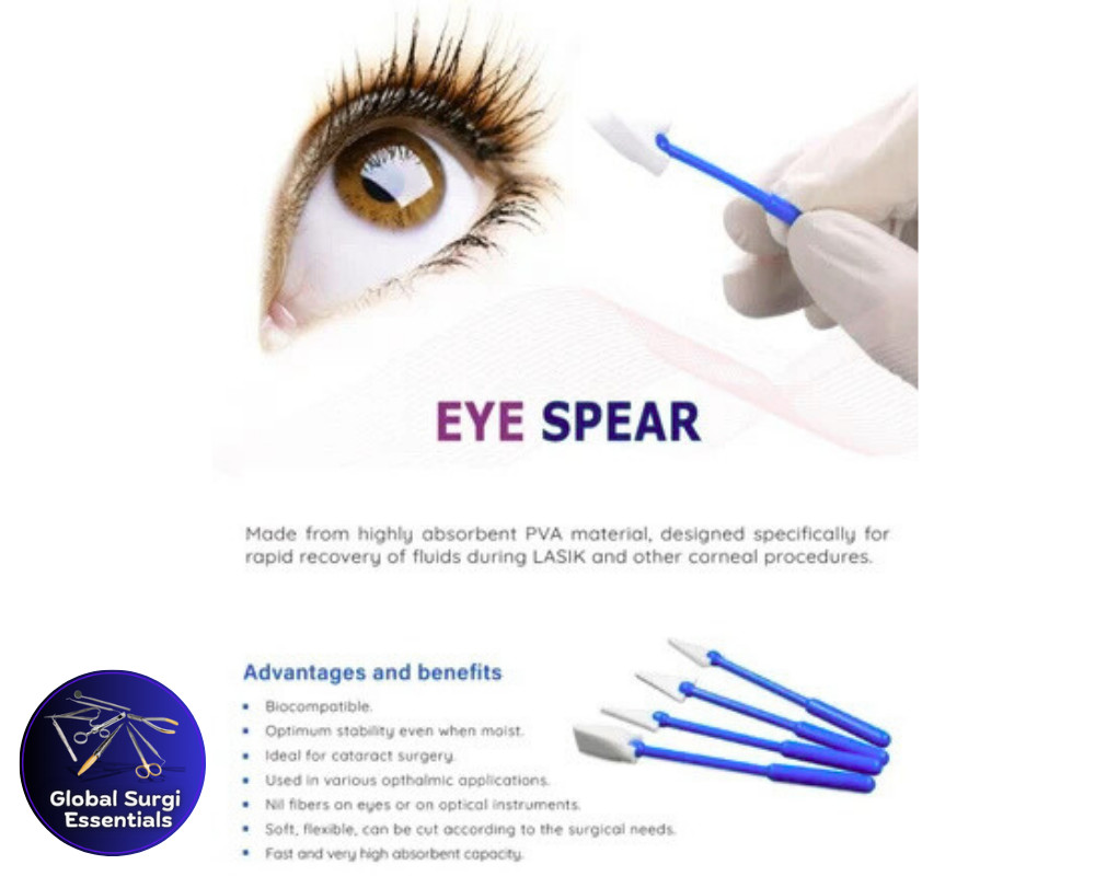 Sterile Eye Spears PVA Foam Sponge – 5 Pieces per Pack, 50 Packs, Ophthalmic Use