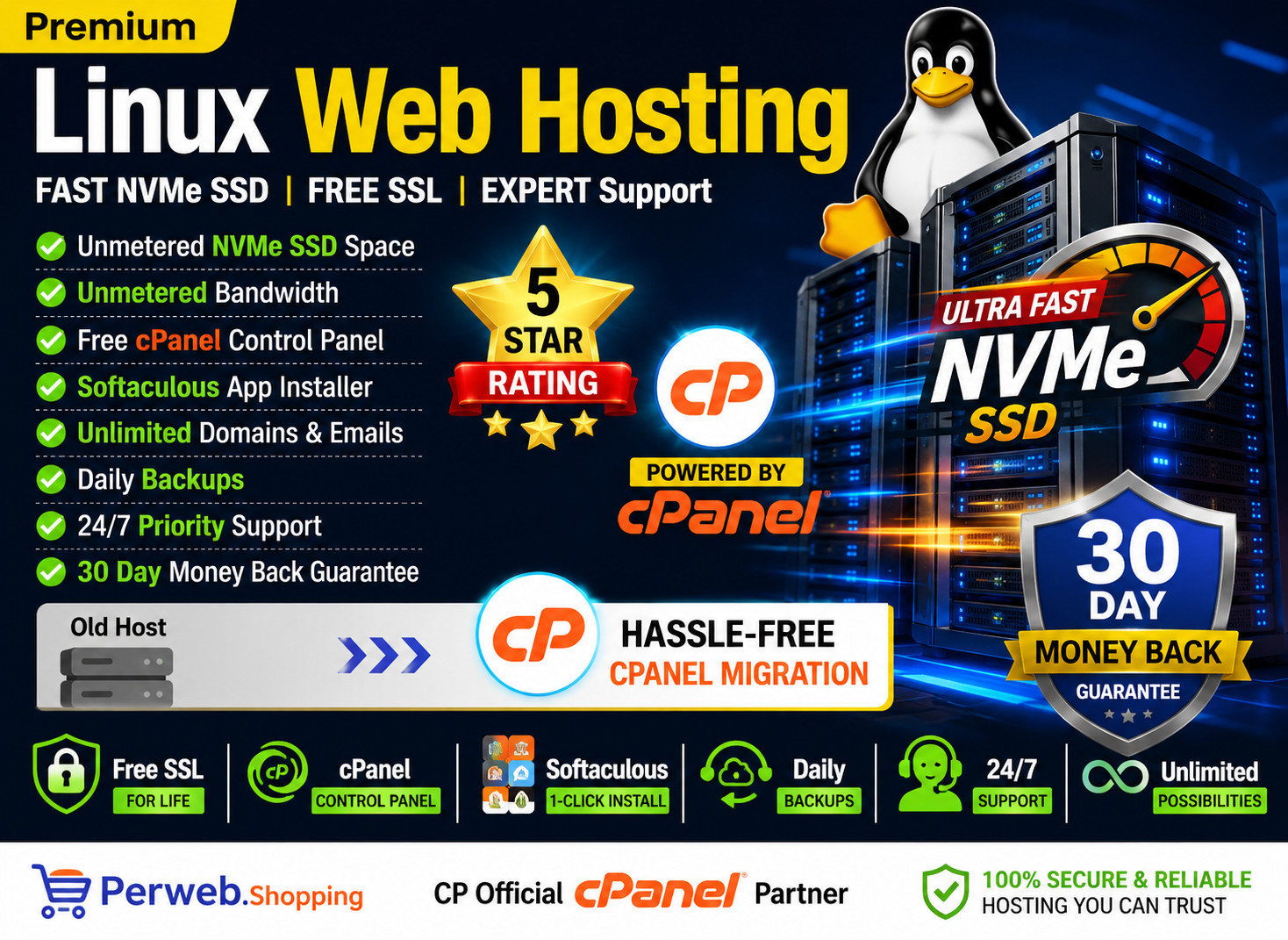 Linux Web Hosting – 🐧Unlimited SSD | Secure SSL | Emails | Support $14.99/Year!