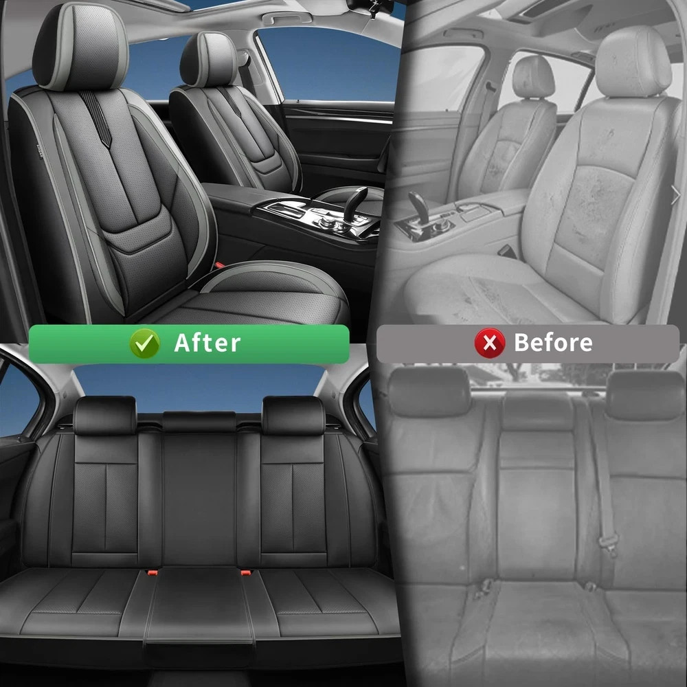 Mazda CX-5 Seat Covers 2013-2026 Waterproof Leather Airbag Compatible Black-Grey