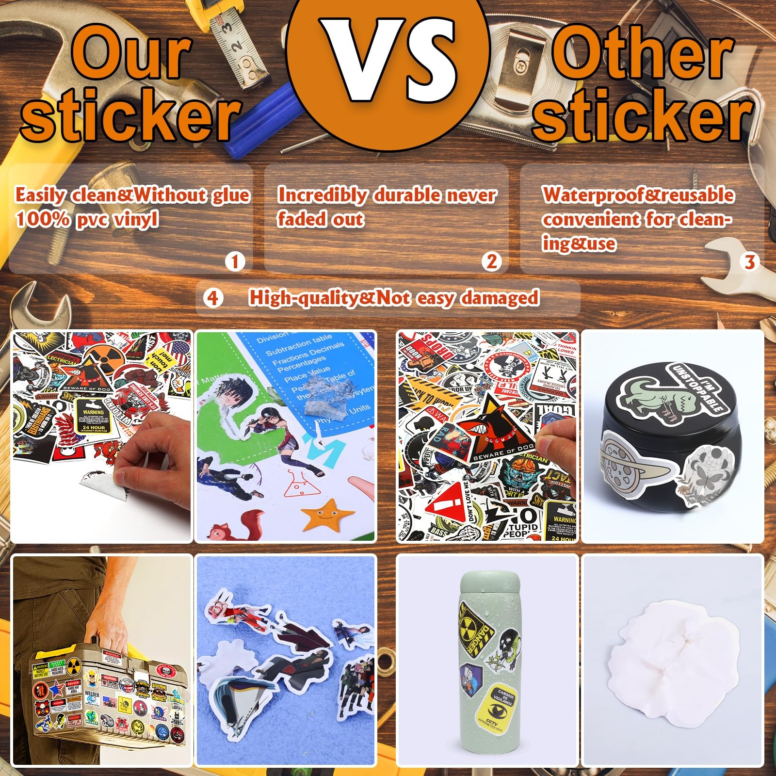 400 Pack Hard Hat Stickers Funny Tool Box Sticker Helmet Welding Construction