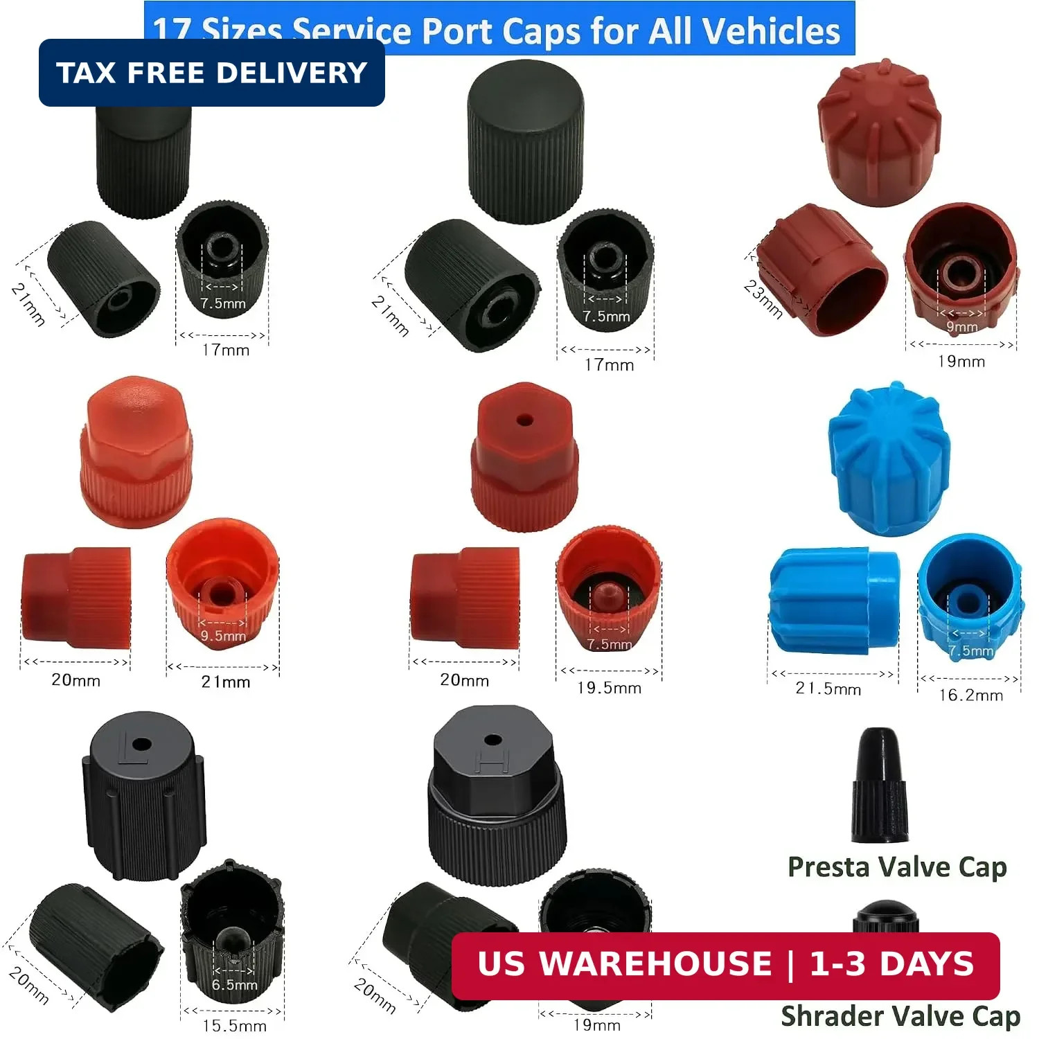 Lucstar 286 PCS Car A/C Caps, R12 R134a Air Conditioning Service System Charging