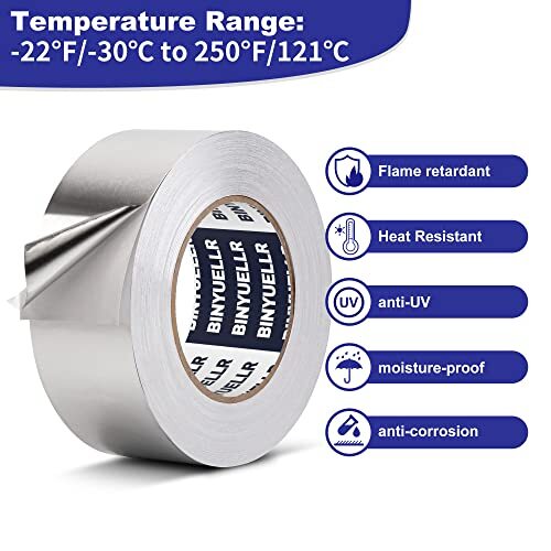 Aluminum Foil Tape – 2 Inch x HVAC Tape Silver Metal Tape for 164 Feet