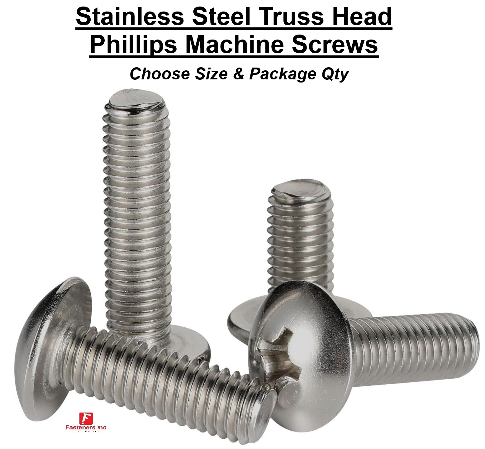 #8-32 Stainless Steel Phillips Truss Head Machine Screws (Pick Length & Qty)