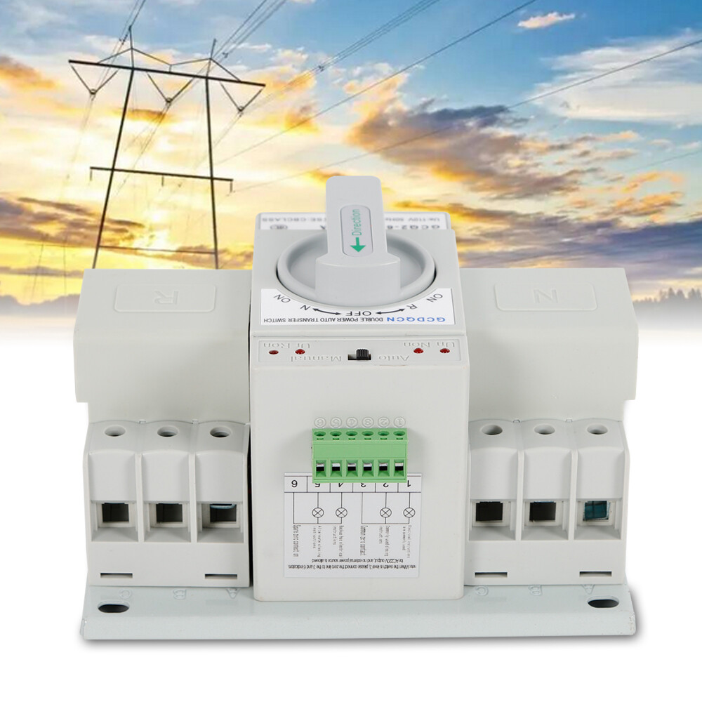 Manual 110V Dual Power Automatic Transfer Switch 3P Generator Changeover Switch