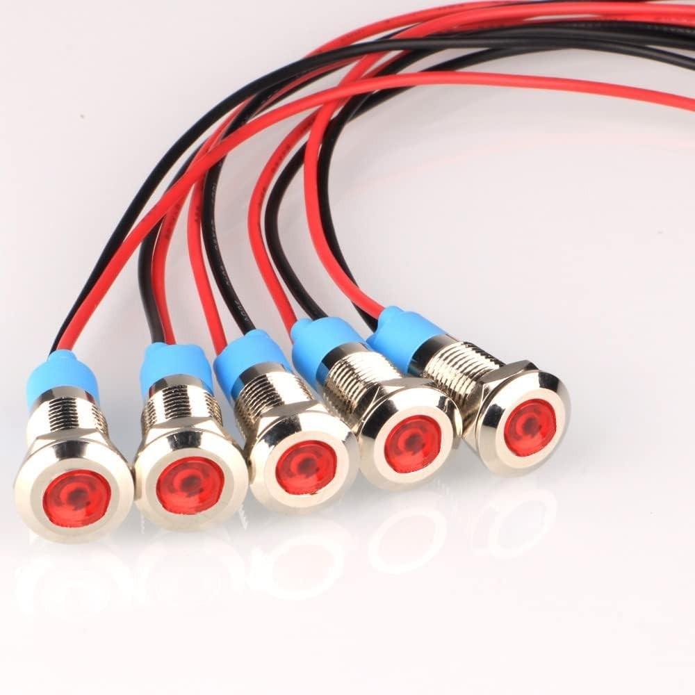 5pcs 8mm LED Metal Indicator Light AC/DC 12-24V Waterproof Signal Lamp Pilot …