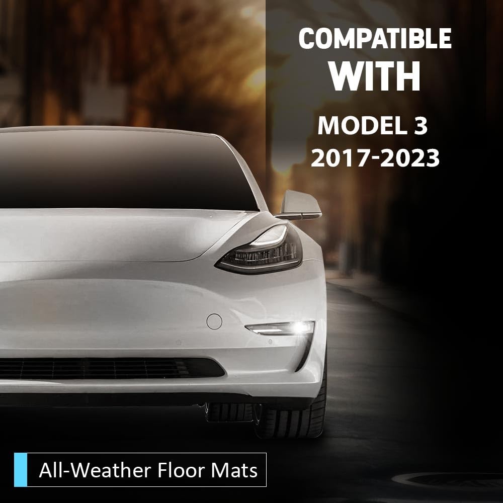 TPE Floor Mats Tesla Model 3 2017-2023 1st & 2nd Row 4PCS All Weather Protection