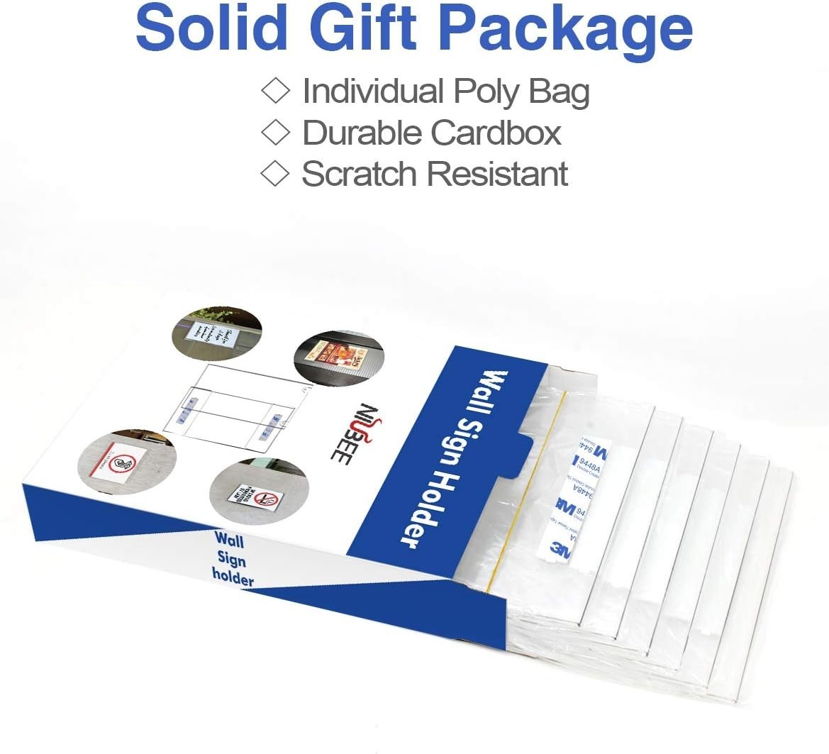 8.5 X 11 Acrylic Sign Holder Wall Mount Clear Frame 6 Pack | With Adhesive