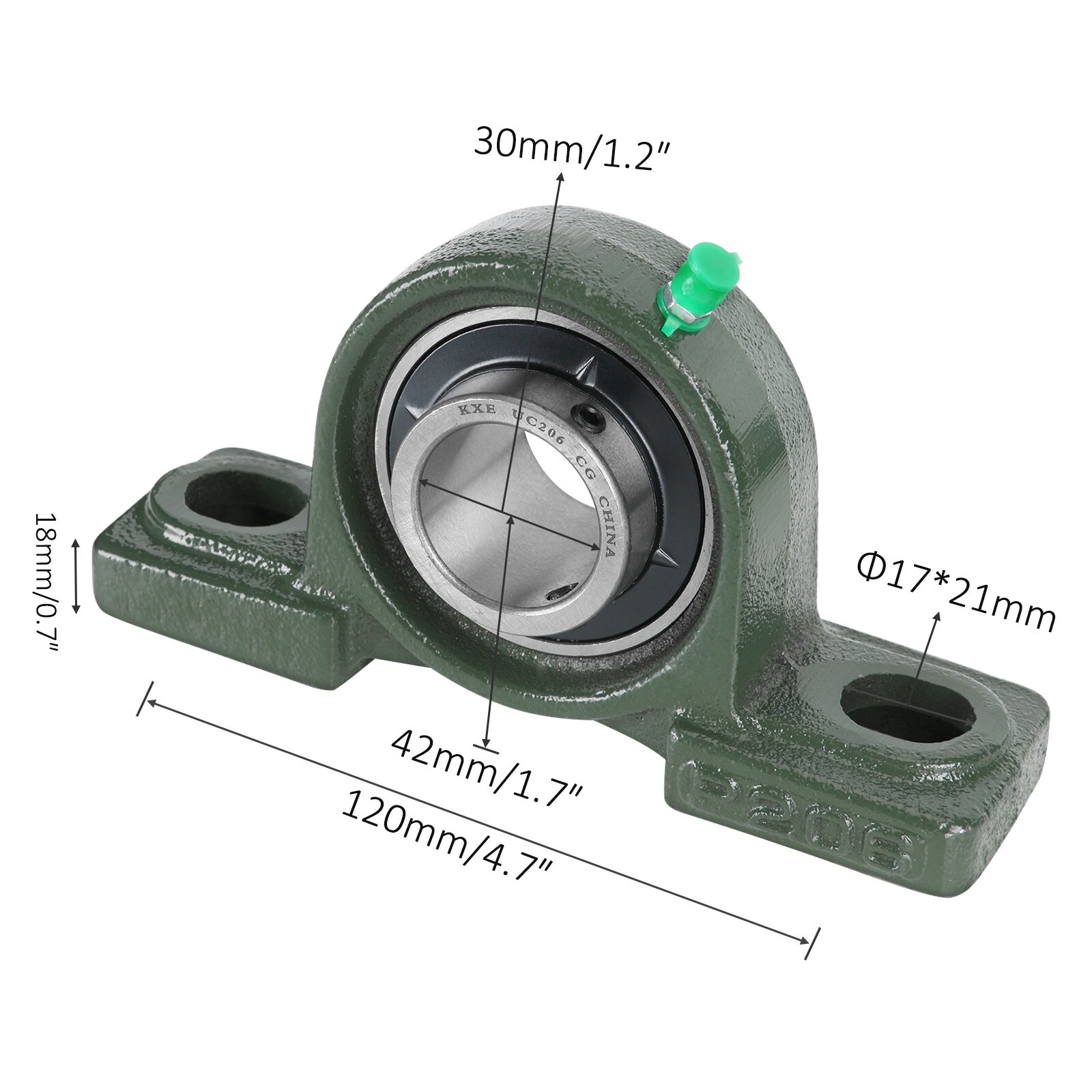2x UCP206 30mm Bore Pillow Block Bearing Unit with Solid Base Cast Iron Housing