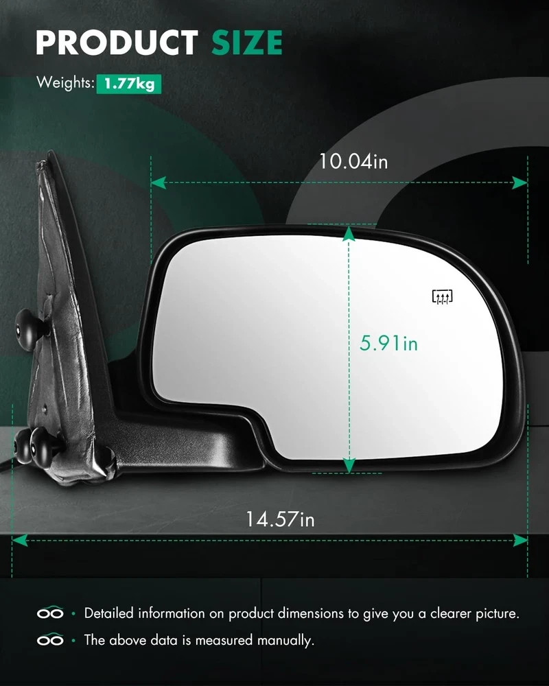 Chrome Power Heated Manual Folding Mirrors for 1999-2002 Sierra Yukon Silverado
