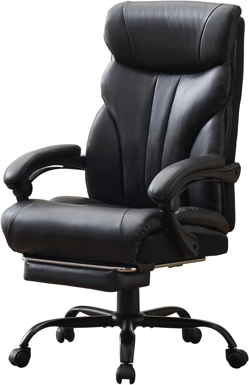 500lbs Big and Tall Office Chair with Footrest Wide Ergonomic Computer Chair
