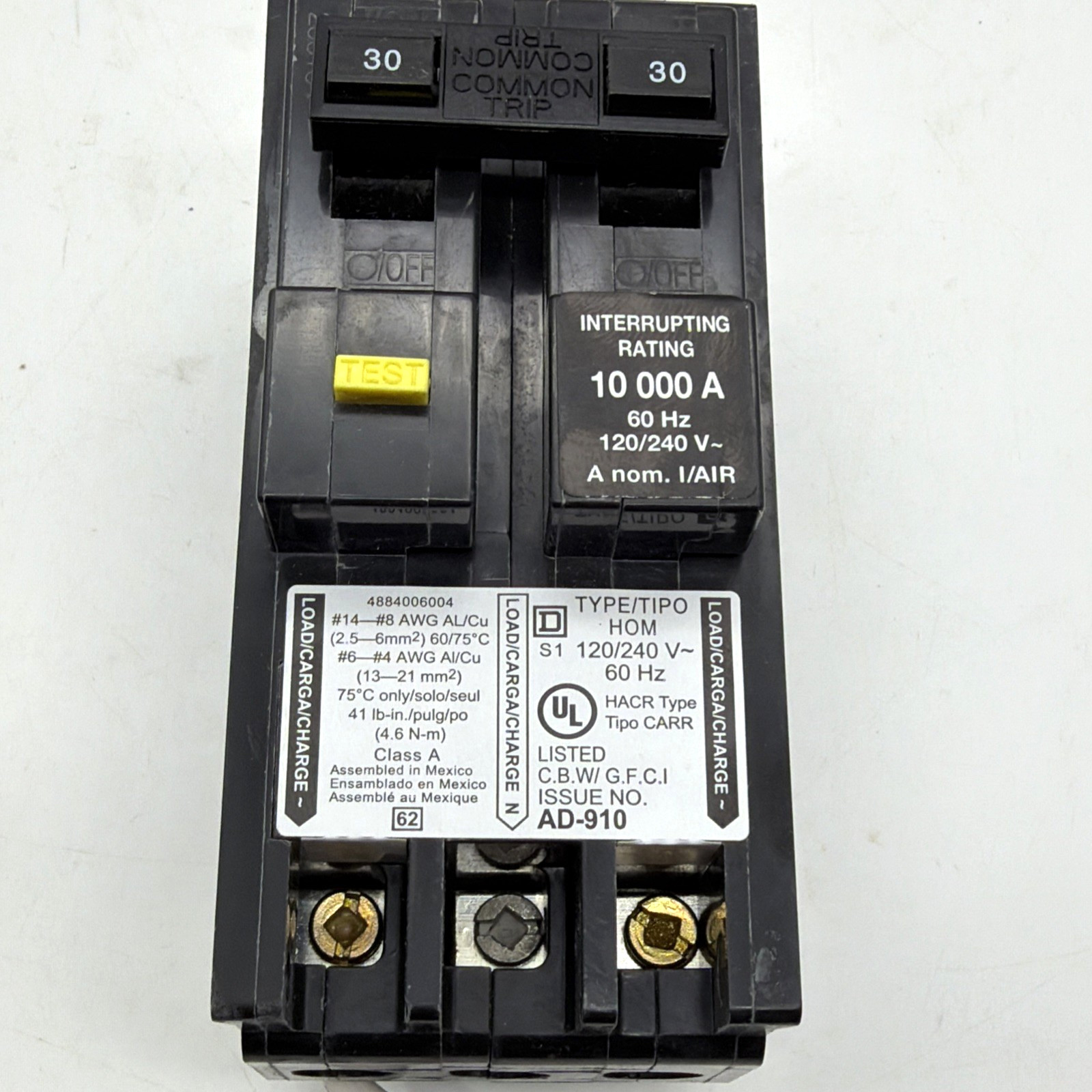 🔥 Square D Homeline HOM230GFI HOM230GFIC 30A 2-Pole GFCI Ground Fault 120/240V