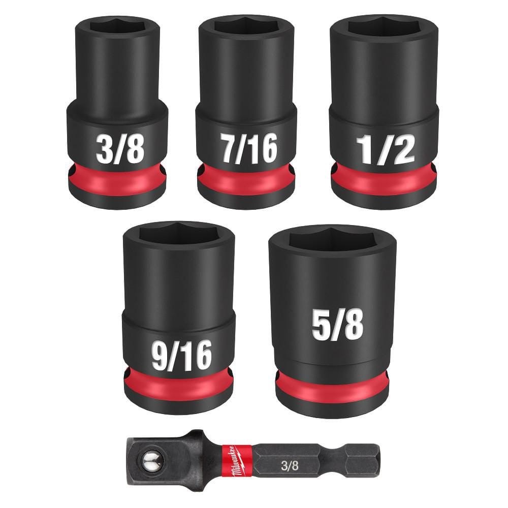 Milwaukee SHOCKWAVE 3/8″ Drive SAE 6 Point Impact Socket Set 6-Piece