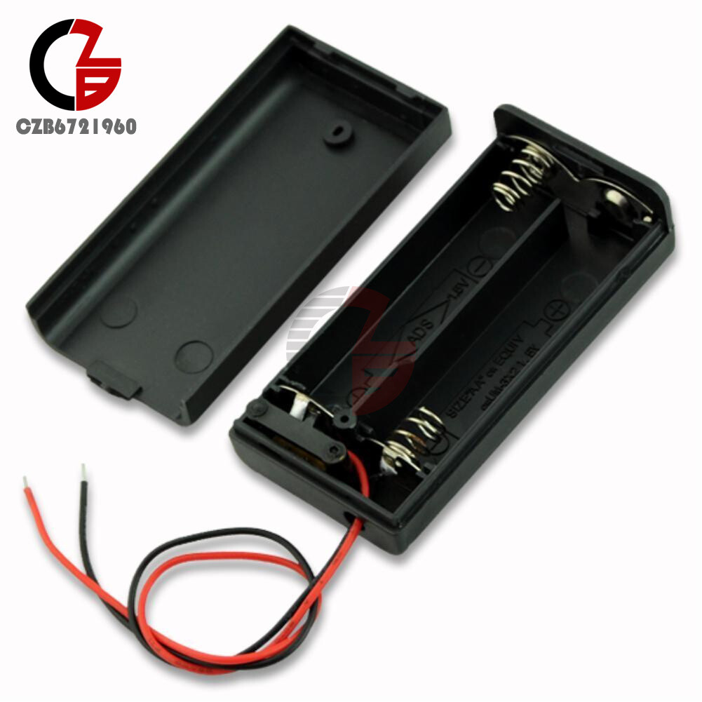 2PCS Black 2A Battery Holder Box Case with ON/OFF Switch & Cover for 2AA battery