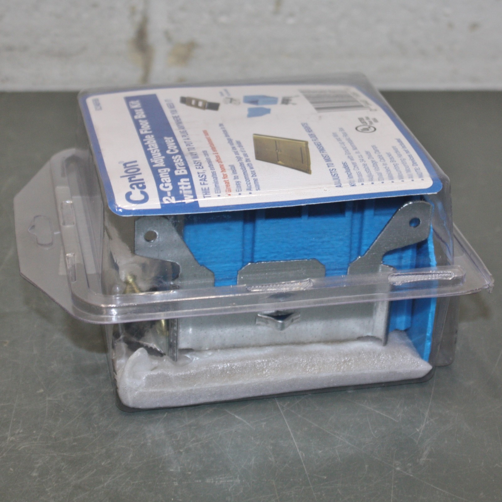 T&B Carlon Adustable Floor Box B234BFBB, 2-Gang, Brass, Plastic, 34 cu in
