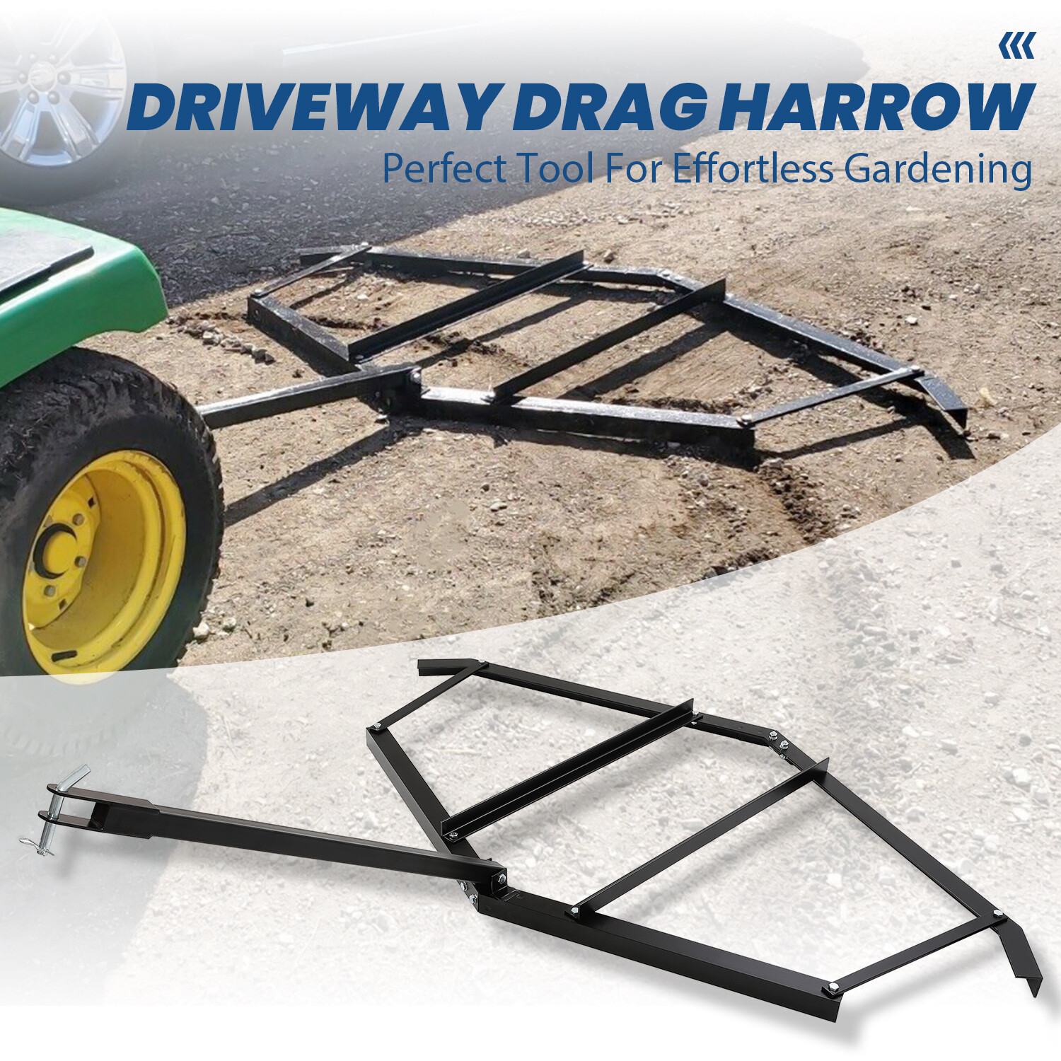 72″ Adjustable Tow-Behind ATV UTV Lawn Tractor Landscape Driveway Harrow Drag