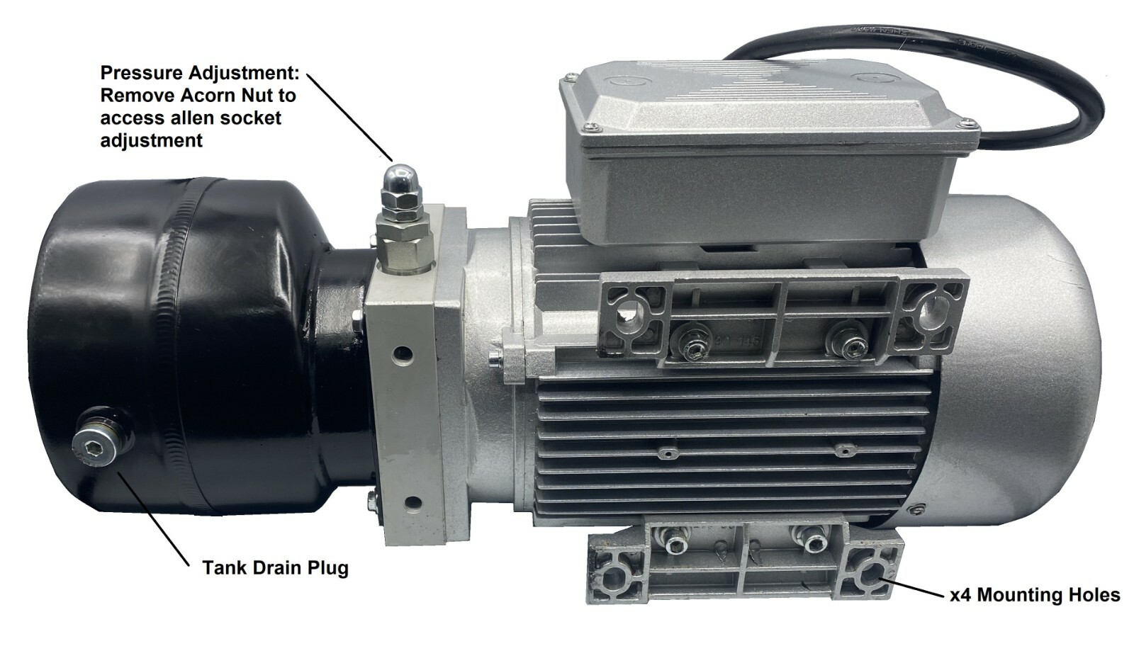 Hydraulic Power Unit 2hp: 1, 1.8 or 3.7 gpm 3000 psi, valve mount options