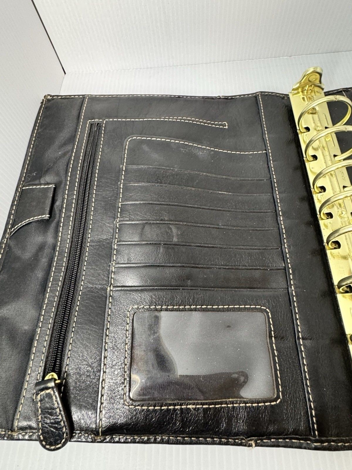 Franklin Covey Leather Planner Classic ORIGINAL Vintage Aurora Collages Black