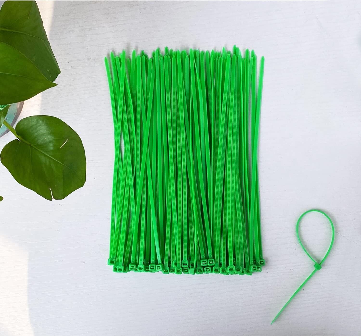 Green Garden Zip Ties 8 Inch 3.6MM 100 Pack Self Locking Nylon Cable Ties Plasti
