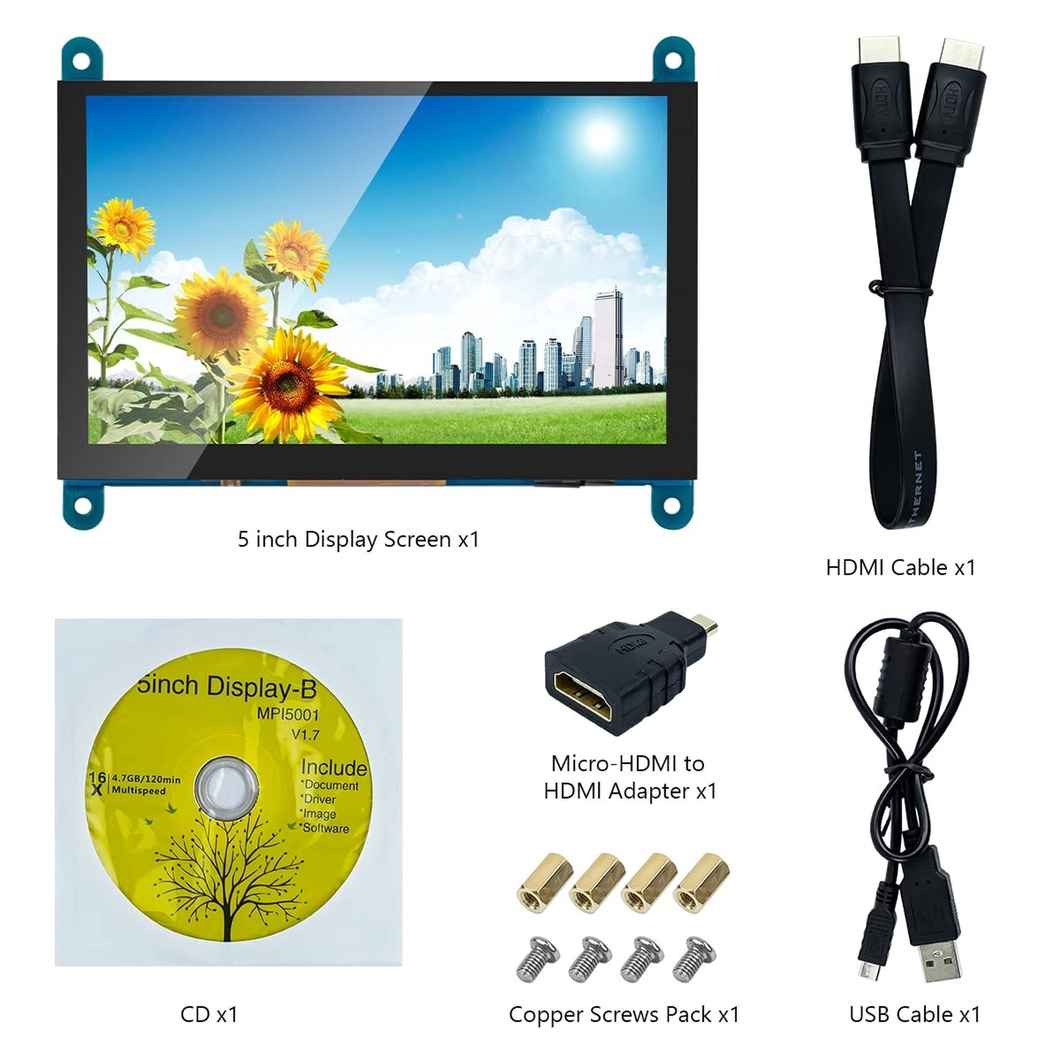 Hosyond 5 Inch IPS LCD Touch Screen Display Panel 800×480 Capacitive Screen