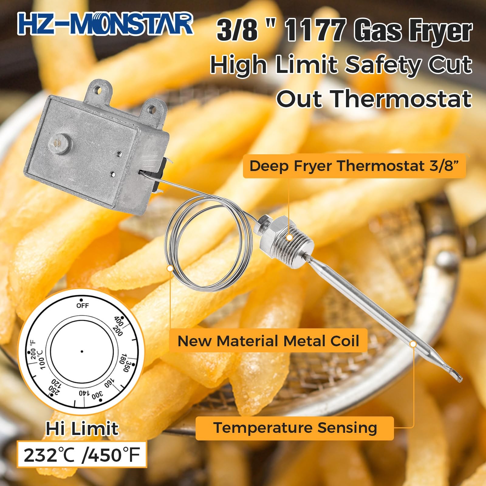 HZMONSTAR 1177 High Limit Fryer Switch Safety, LCCM080360000 Thermostat High …