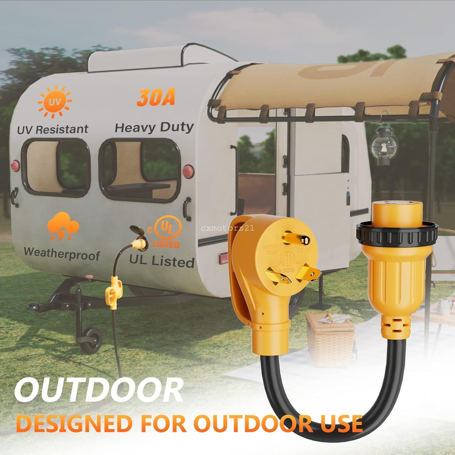 NEMA TT-30P to L5-30R Generator Plug for Camper Trailer RV Power Adapter 1.5Ft