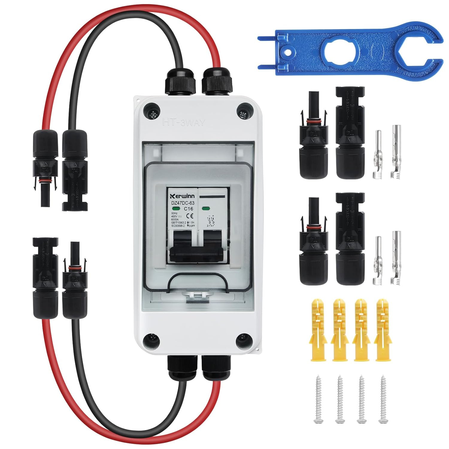 Solar Panel Disconnect Switch,16A 400V Miniature Circuit Breaker Box IP65 Waterp