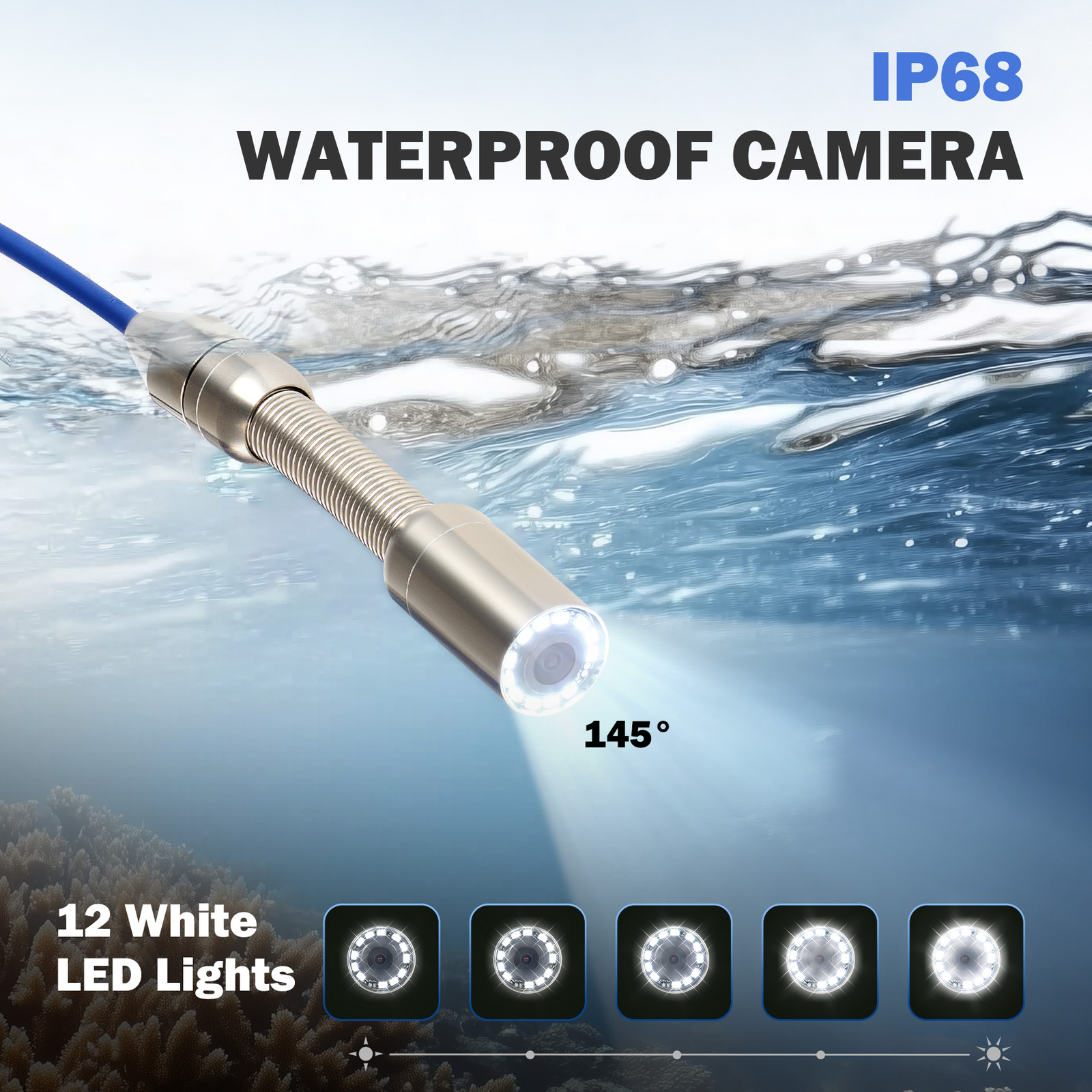 4.3 in. Sewer Inspection Camera w 66ft/20m Cable Rechargeable Battery for Pipe