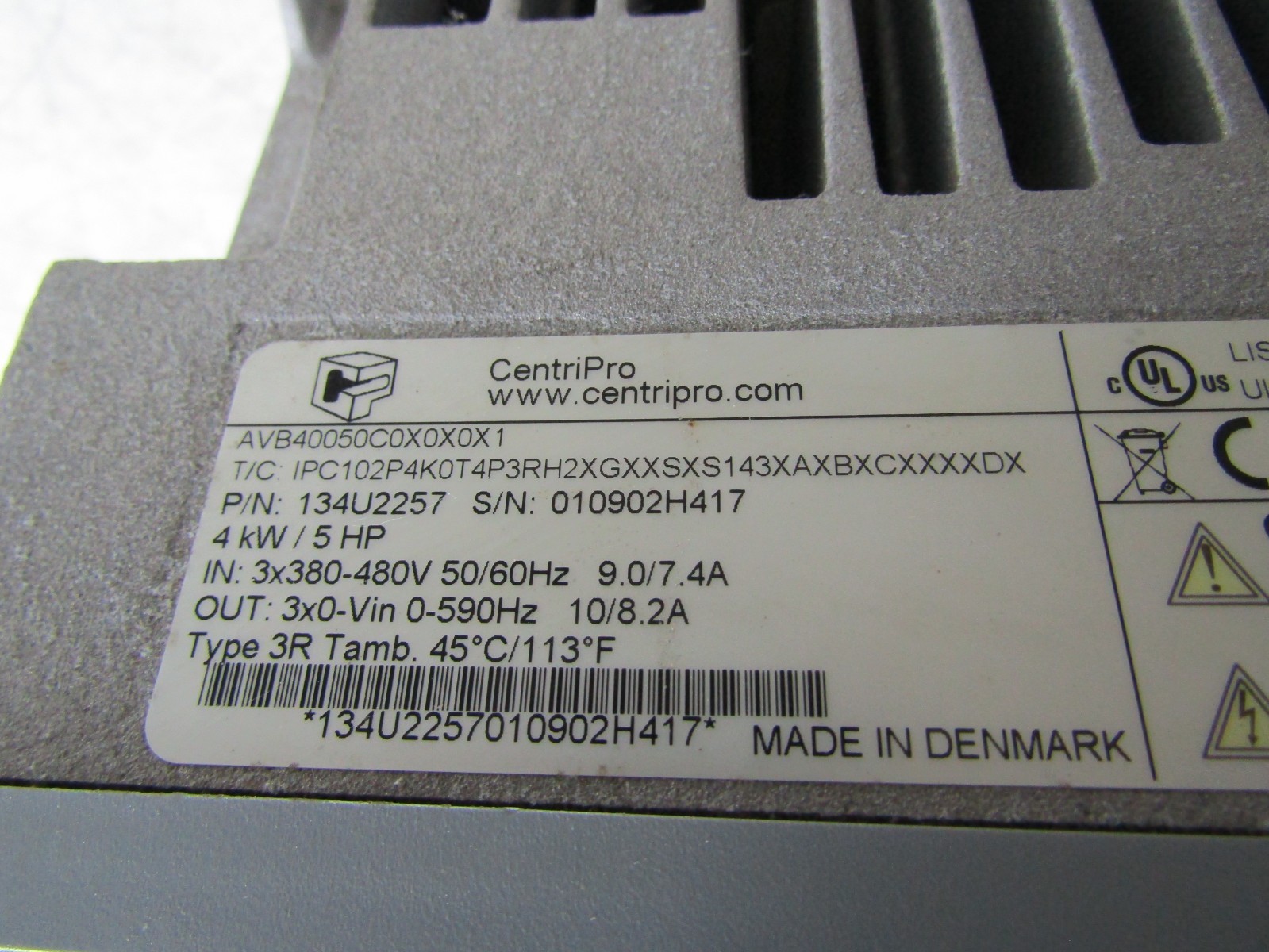 💥CENTRIPRO AQUAVAR 5 HP VARIABLE SPEED DRIVE 380-480 VAC AVB40050C0X0X0X1