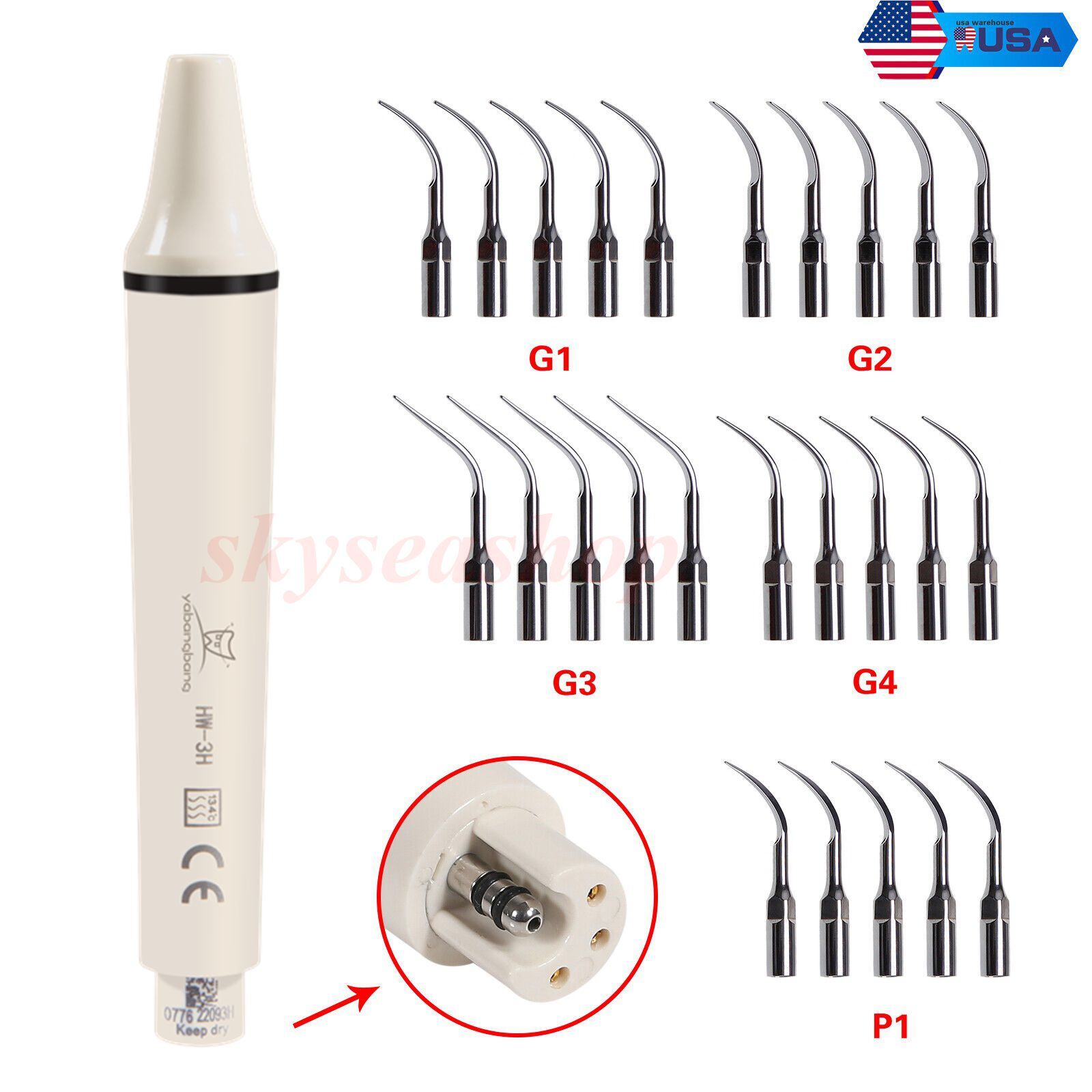 Dental Ultrasonic Piezo Scaler Handpiece HW-3H fit EMS SKYSEA /5*Scaler Tips