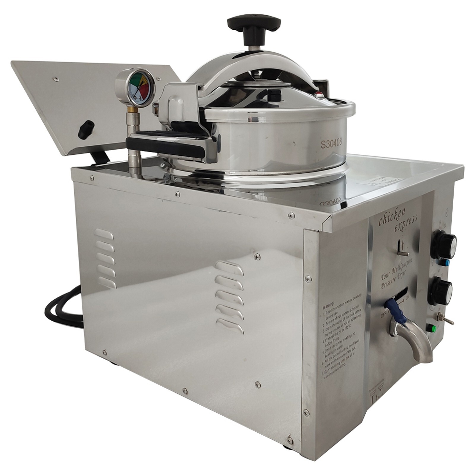 110V Countertop 16L Electric Chicken Stove Multi-purpose Pressure Fryer 25A