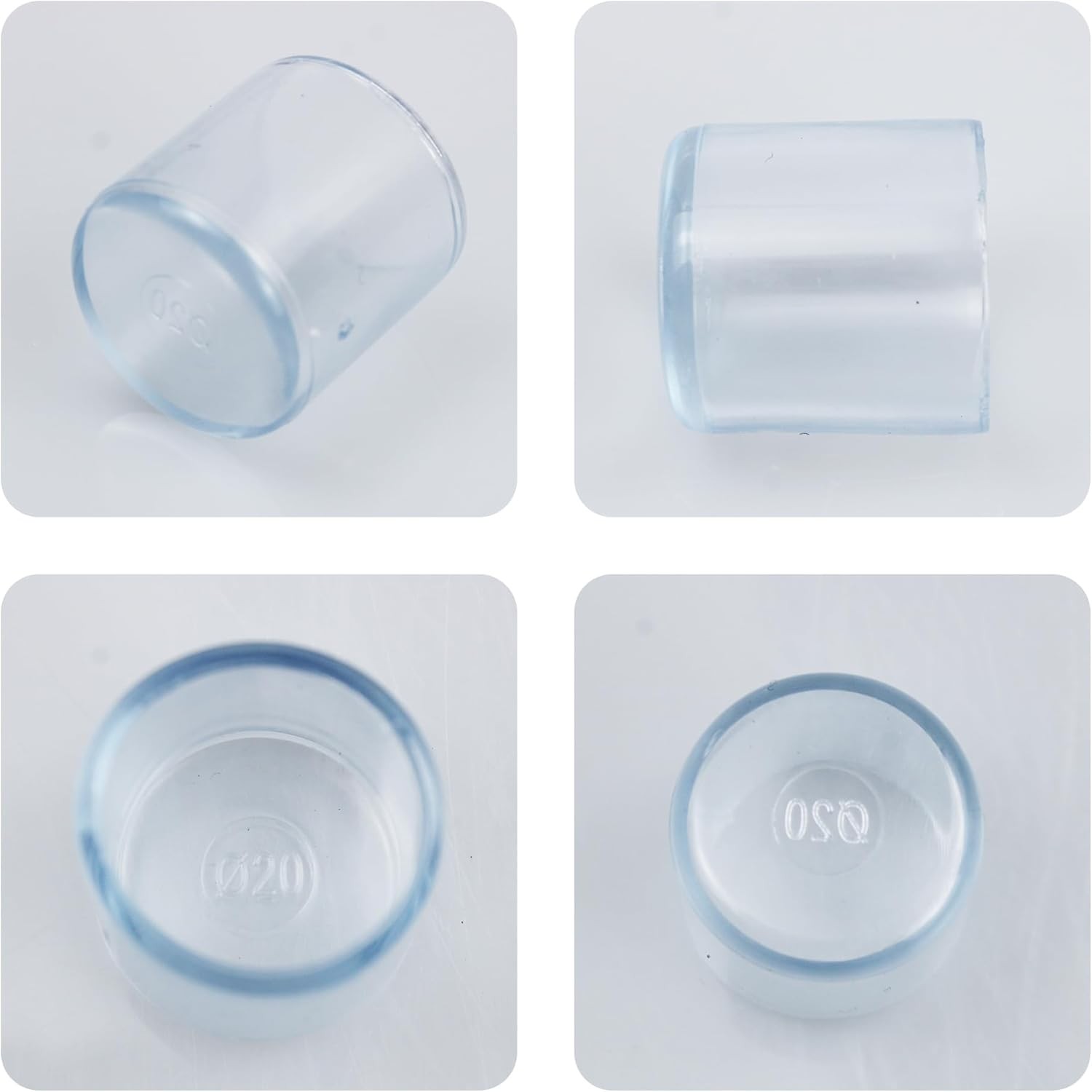 16PCS 3/4Inch ID Transparent Chair Leg Caps, Silicone 0.79 inches, Clear