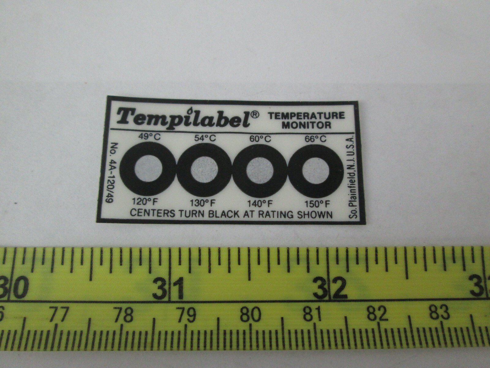 New Package of 10 Tempilabel Tempature Monitor Labels 120-150°F 49-66°C