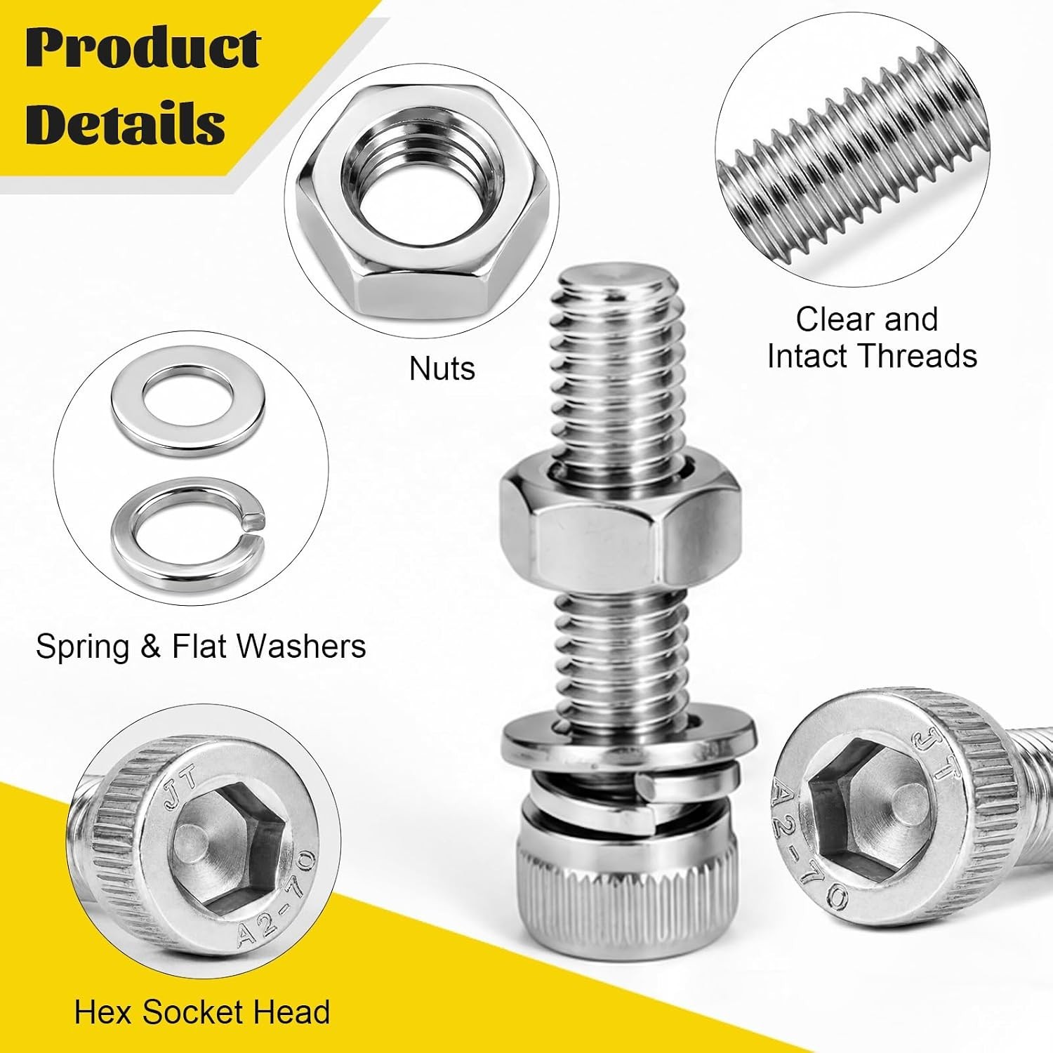 490pcs M4 Screws,Nuts and Washers Assortment kit, M4x6/8/10/12/16/20/25/30 mm He